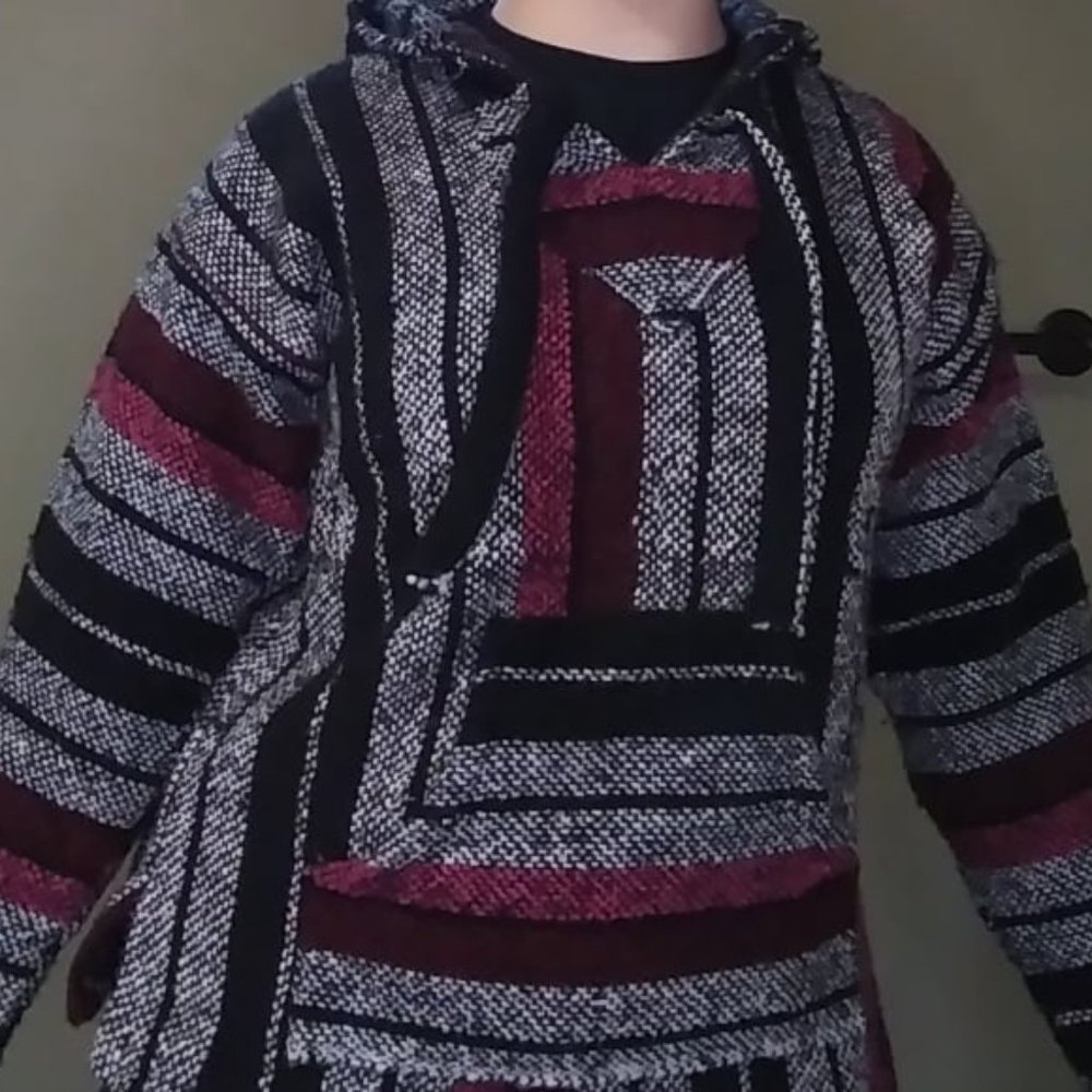 SANDY Black, White and Magenta Mexican Baja Jacket